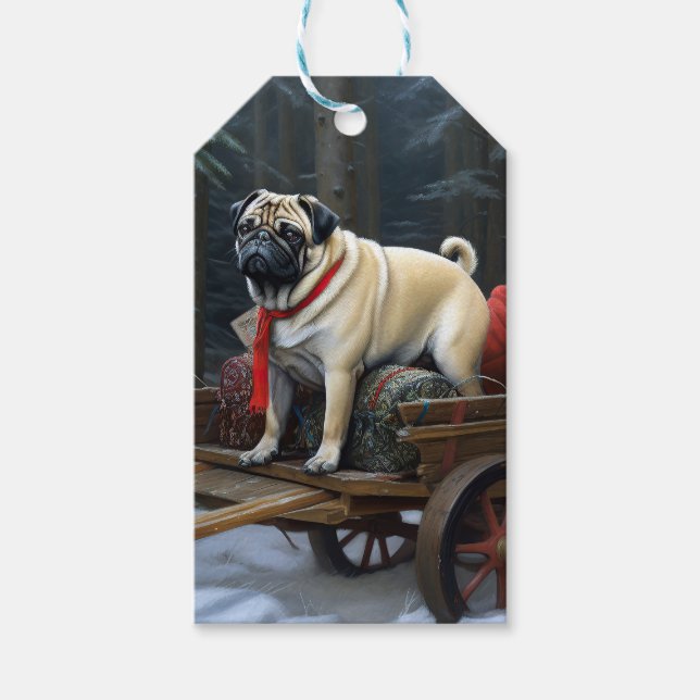 Etiqueta Para Presente Festa de Natal do Pug (Frente)