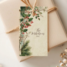 Etiqueta Para Presente Festa de Natal Rustic Holly Berry