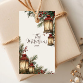 Etiqueta Para Presente Festa de Natal Rustic Lanterna