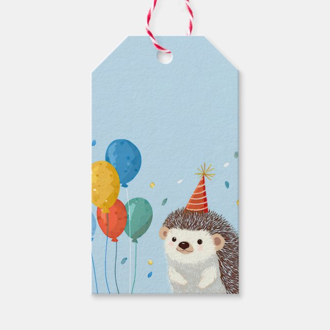 Etiqueta Para Presente Festa de ouriço fofo em papel  (Frente)