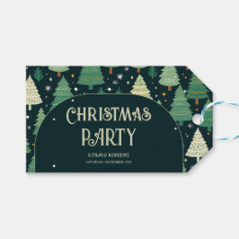 Etiqueta Para Presente Festa de Padrão Verde do Sábio Moderno das Árvores