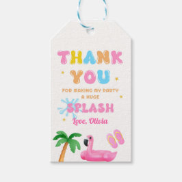 Etiqueta Para Presente Festa de Piscina de Verão Tropical Obrigado