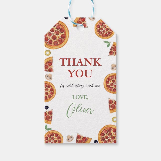 Etiqueta Para Presente Festa De Pizza, Fatia De Divertimento (Frente)