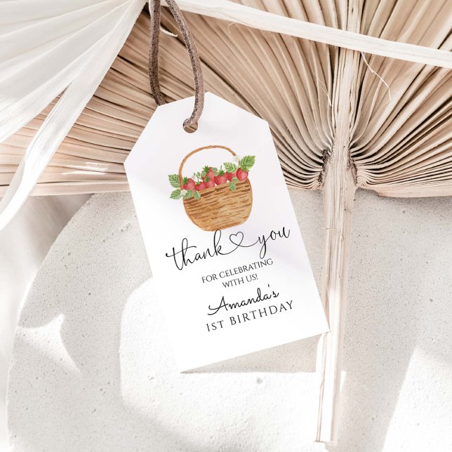 Etiqueta Para Presente Festa de primeiro aniversario da Strawberry Berry (Criador carregado)