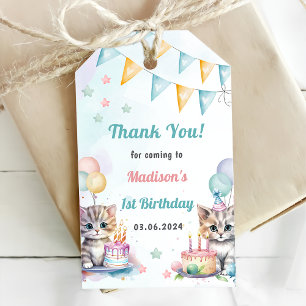 Etiqueta Para Presente Festa de primeiro aniversario de Gato Gatinho