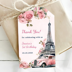 Etiqueta Para Presente Festa de primeiro aniversario de Paris Floral Eiff