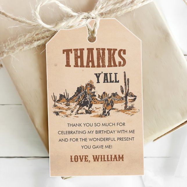 Etiqueta Para Presente Festa de primeiro aniversario Rodeo Ocidental (Criador carregado)