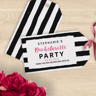Etiqueta Para Presente Festa de solteira Chic Black & White Strips