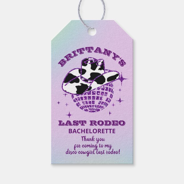 Etiqueta Para Presente Festa de Solteira Retro Disco Cowgirl (Frente)