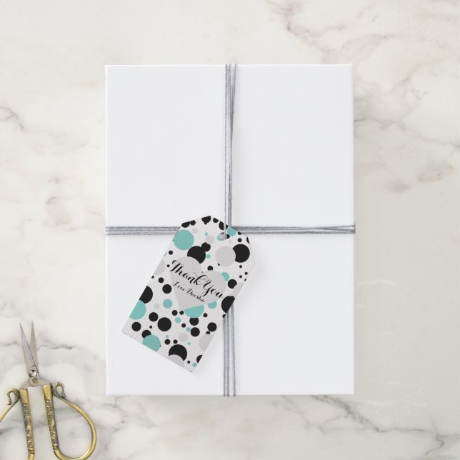 Etiqueta Para Presente Festa de Tiara de Bolinhas Teais e Bridesmaids (Com cordão)