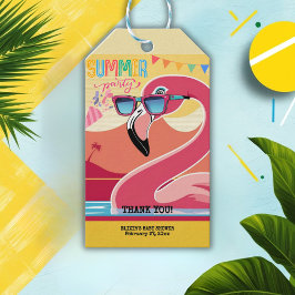 Etiqueta Para Presente Festa de Verão Flamingo Rosa