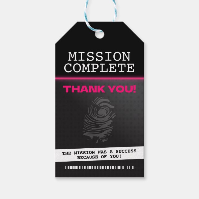 Etiqueta Para Presente Festa Espiã Rosa Obrigado (Frente)