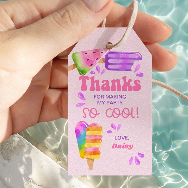 Etiqueta Para Presente Festa Legal, Ciem Rosa, Obrigado (Pink Popsicle Birthday Party Thank You Tags by Darling & May)