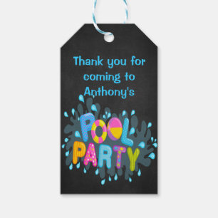 Etiqueta Para Presente Festa na piscina colorida Tag personalizados do