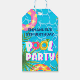 Etiqueta Para Presente Festa na Piscina Tropical Aniversário