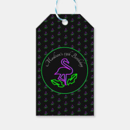 Etiqueta Para Presente Festa Neon Tropical Favor de Festa de Flamingo Glo