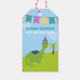 Etiqueta Para Presente Festa Personalizada de Dinossauro Fofa