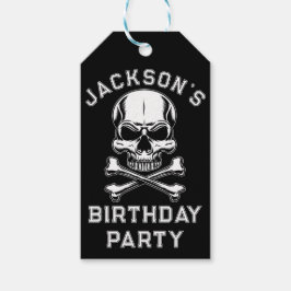 Etiqueta Para Presente Festa Tema Pirata Adulto Crânio do Navio Preto