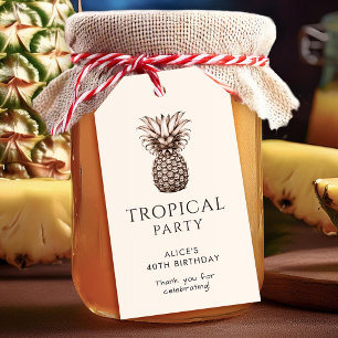 Etiqueta Para Presente Festa tropical com abacaxi vintage