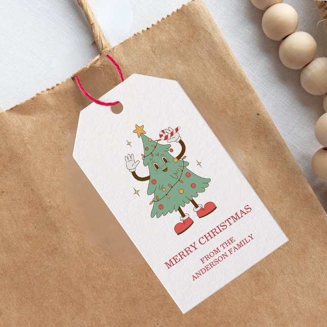 Etiqueta Para Presente Festas Felizes de Natal Retrô (Criador carregado)