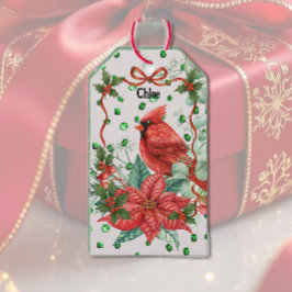 Etiqueta Para Presente Festive Cardinal Bird Gift Tags