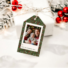 Etiqueta Para Presente Festive Christmas Holly Leaf Holiday Photo Card