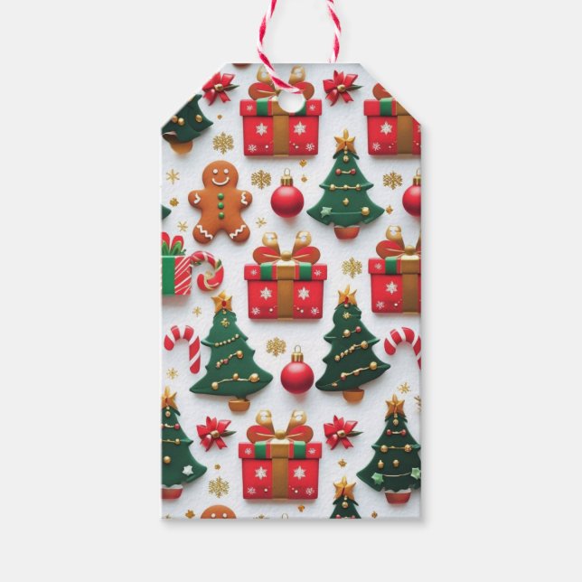 Etiqueta Para Presente Festive Christmas Pattern (Frente)