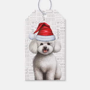 Etiqueta Para Presente Festivo Bichon Frise do Cão Férias de Natal