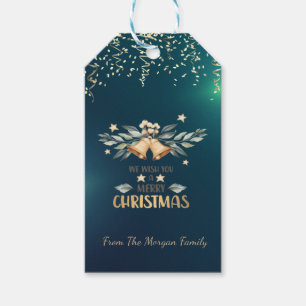 Etiqueta Para Presente Festivo Confetti, Sinos De Natal, Verde