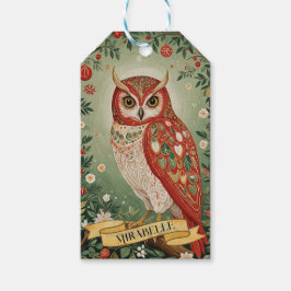 Etiqueta Para Presente Festivo Foliage Owl Personalizado