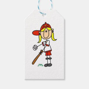 Etiqueta Para Presente Figura basebol da vara da menina acima em Tag do