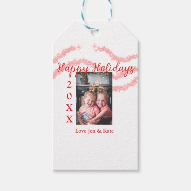 Etiqueta Para Presente Filhos da família das crianças reluzentes vermelho (Frente)