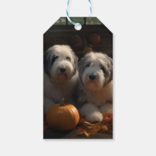 Etiqueta Para Presente Filhote de Old English Sheepdog Autumn Delight Abó