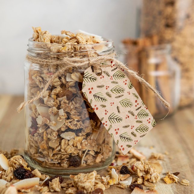 Etiqueta Para Presente Filiais e bagas de Natal - Azul (Criador carregado)