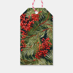 Etiqueta Para Presente Fir Branches e Berries de Natal
