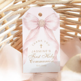 Etiqueta Para Presente First Holy Communion Cross Pink Bow Thank you