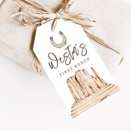Etiqueta Para Presente First Rodeo Neutral Southern Cowboy Birthday Favor