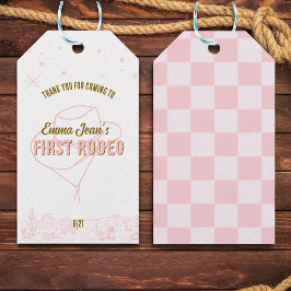 Etiqueta Para Presente First Rodeo Pink Cowgirl 1st Birthday Thank You