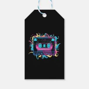 Etiqueta Para Presente Fita de cassete de Neon Retroativa com abertura vi