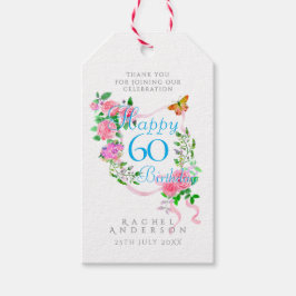 Etiqueta Para Presente Fita de Rosa Rosa para 60º Aniversário