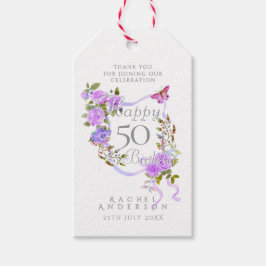 Etiqueta Para Presente Fita de Rosa Roxa 50º Aniversário