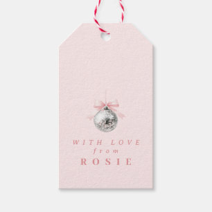 Etiqueta Para Presente Fita Rosa da Bola do Disco Coquette Personalizada