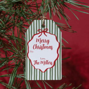 Etiqueta Para Presente Fita Vermelha Faixa Verde Natal Personalizado