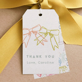 Etiqueta Para Presente Fitas e Arcos Coloridos Aquarela Obrigado