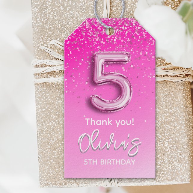 Etiqueta Para Presente Five and Fabulous Pink Birthday Theme" (Criador carregado)
