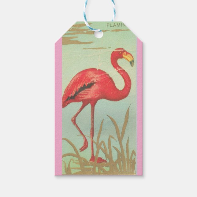 Etiqueta Para Presente Flamingo Antigo (Frente)