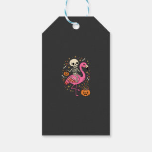 Etiqueta Para Presente Flamingo Esqueleto Halloween Balde De Doces Vetor 