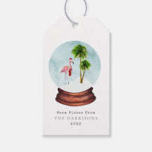 Flamingo Palm Tree Snow Globe