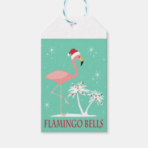 ETIQUETA PARA PRESENTE FLAMINGO RETRO DO NATAL DO VINTAGE MODERNO