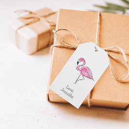 Etiqueta Para Presente Flamingo Rosa Chique Personalizado